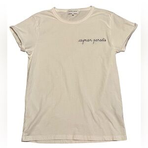 Maison Labiche Paris white crew neck cayman paradise t-shirt Made in Portugal